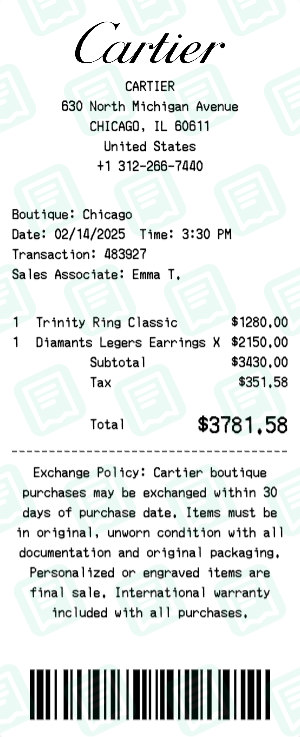 Cartier Receipt Example - Multi-Item Purchase